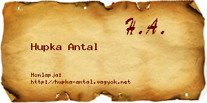 Hupka Antal névjegykártya